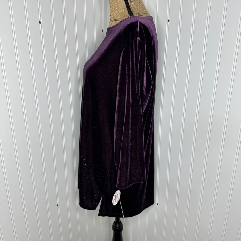 Notations Velvet Top Purple Sparkle Bling‎ Formal Event Party Vintage NEW Sz 1X - Picture 3 of 13